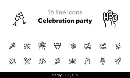 Celebration party line icon set Stock Vector