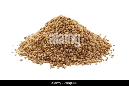 Pile of celery seeds isolated on white Stock Photo