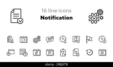 Notification line icon set Stock Vector