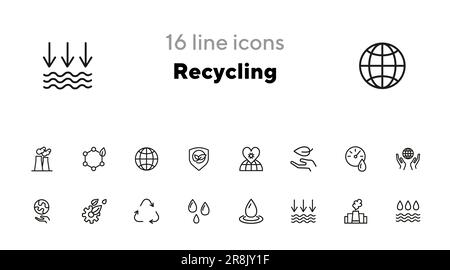 Recycling line icon set Stock Vector