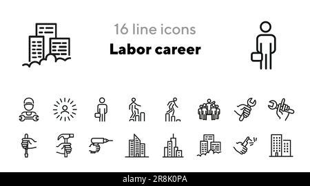 Labor career line icon set Stock Vector