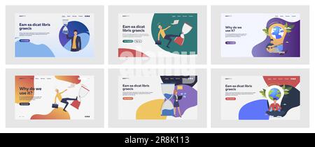 Set of managers struggling with time management Stock Vector