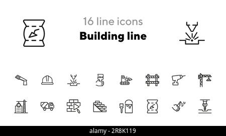 Building line icons collection. Architecture, Construction, Foundation ...