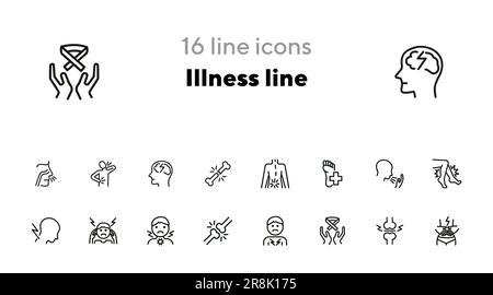 Illness line icons Stock Vector