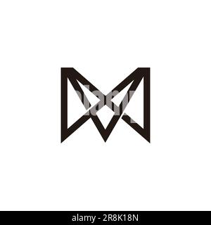 letter vw triangles overlap lines logo vector Stock Vector