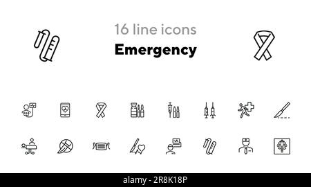 Emergency line icon set. Syringe, surgery Stock Vector