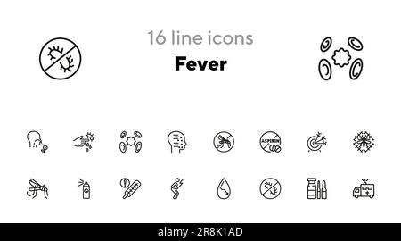 Fever line icon set Stock Vector