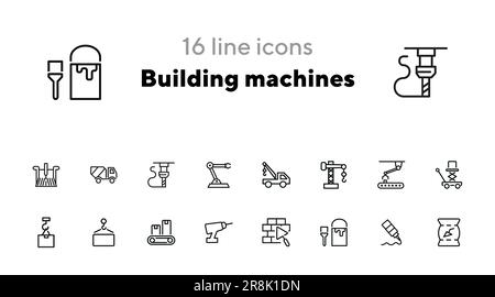 Building machines icons Stock Vector