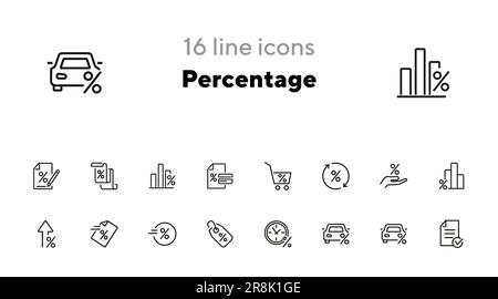 Percentage line icon set Stock Vector