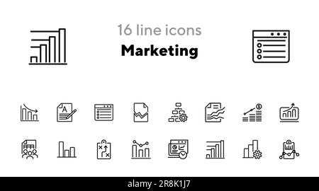 Marketing line icon set Stock Vector