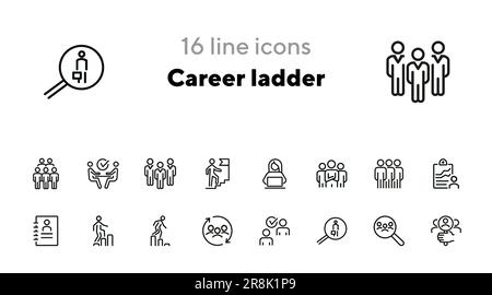 Career ladder line icon set Stock Vector