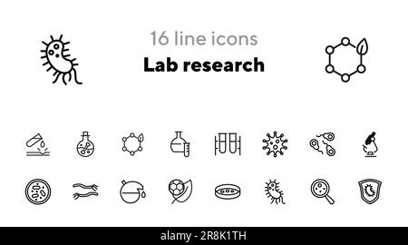 Lab research line icon set Stock Vector