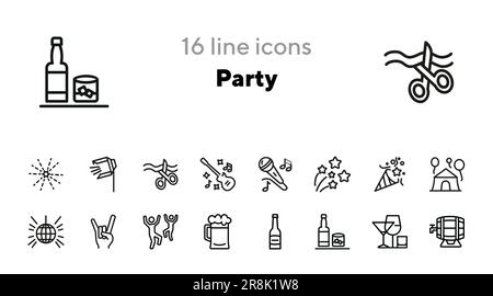 Party line icon set Stock Vector