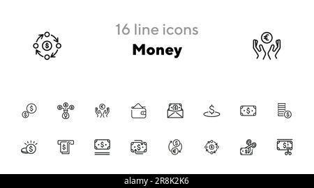 Money line icon set Stock Vector