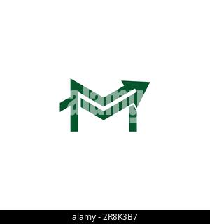 letter m stripes arrow chart logo vector Stock Vector