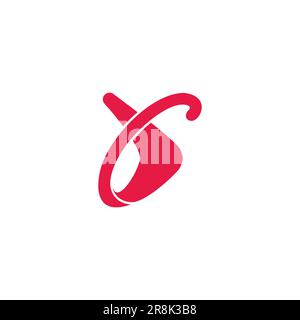 letter c curves red arrow abstract 3d logo vector Stock Vector
