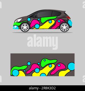 Graphic abstract wave designs for wrap vehicle, race car, branding car Stock Vector
