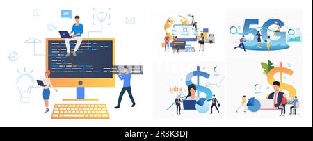 Set of people planning Stock Vector