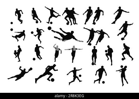 Man and woman soccer silhouette Stock Vector