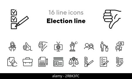 Election line icons Stock Vector