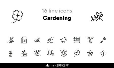gardening concept icon set, flat detail style vector illustration Stock ...