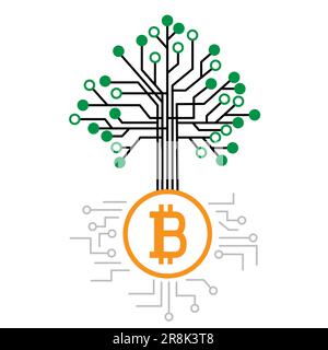 money tree grow on bitcoin cpu mines chip Stock Vector
