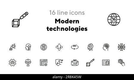 Modern technologies line icon set Stock Vector
