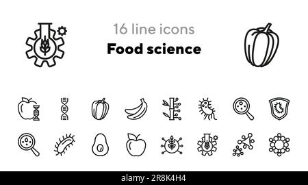 Food science line icon set Stock Vector