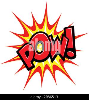 classic simple cartoon comic pow text explosion bang blast element isolated on white background vector Stock Vector