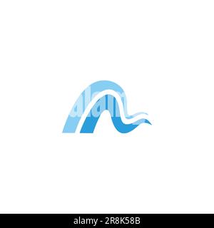 letter m abstract blue waves wavy logo vector Stock Vector
