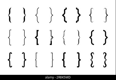 Various curly brackets flat icon set Stock Vector