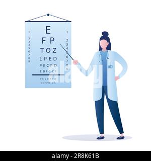 https://l450v.alamy.com/450v/2r8k61b/doctor-oculist-checks-vision-eye-test-chart-vision-test-optical-exam-healthy-sigh-medical-care-concept-female-ophthalmologist-trendy-style-vect-2r8k61b.jpg