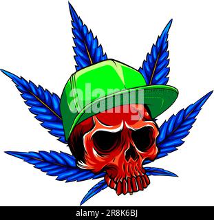 design of skull with leaves marijuana head illustration Stock Vector ...