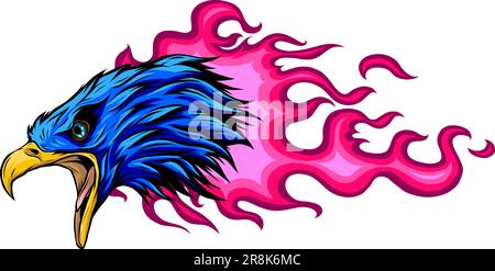 vector illustration of head Eagle with flames Stock Vector