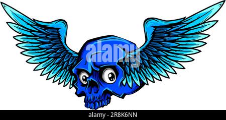 vector illustration of skull with wings Stock Vector