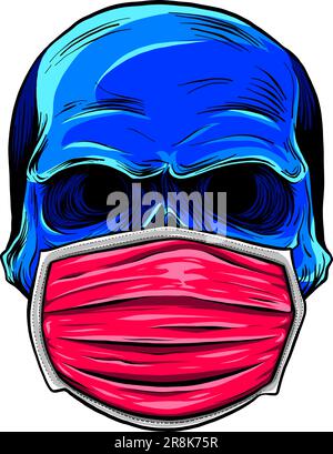 Skull in the medical mask. Vintage vector illustration Stock Vector