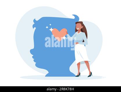 Vector of a happy woman giving love taking care of a child Stock Vector