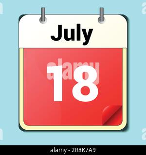 day on the calendar, vector image format, June 18 Stock Vector