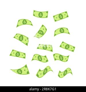 Falling Cartoon Money Note Flying money. cartoon falling money bills. flying green dollar bill ...