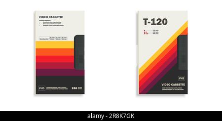A set of old video cassettes. Old school and back to 90s concept background Stock Vector