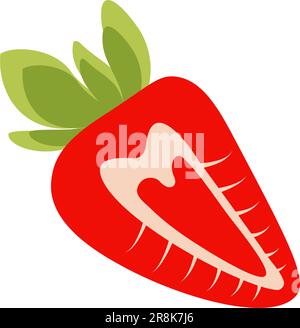 Abstract image of red strawberry with lettering in trendy hues. Sticker. Icon. Isolate. Vector. EPS. Good for pointer, poster, banner, brochures or ca Stock Vector