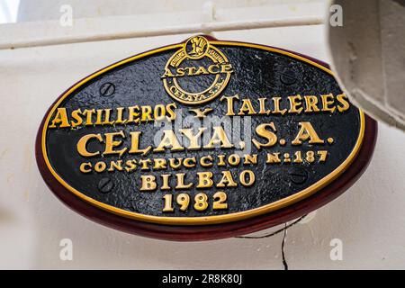 Rouen, France - June 17, 2023 : Sail training vessel 'Cuauhtémoc' of the Mexican Navy, moored on the quays of the Seine in Rouen in Normandy for the A Stock Photo