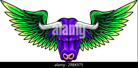 creative cow wing logo vector illustration, Winged cow ancient emblems elements Stock Vector