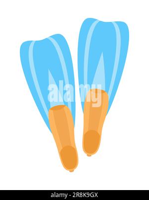 Blue and orange flippers isolated on white background. Flat vector illustration Stock Vector