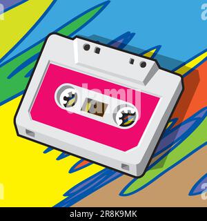 cassette tape vintage pop art colorful Stock Vector