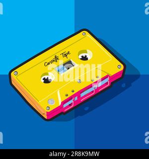 cassette tape vintage pop art colourful Stock Vector