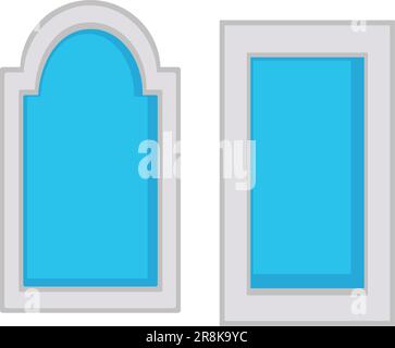 Windows classic and arched styles, architecture Stock Vector