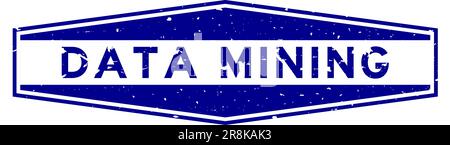 Grunge blue data mining word hexagon rubber seal stamp on white background Stock Vector