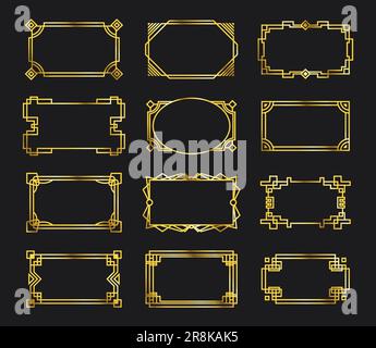 Various antique gold filigree frames set Stock Vector