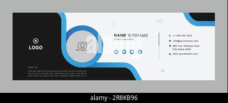 modern  Email signature template design. Corporate mail business email signature vector banner with an author photo place Stock Vector